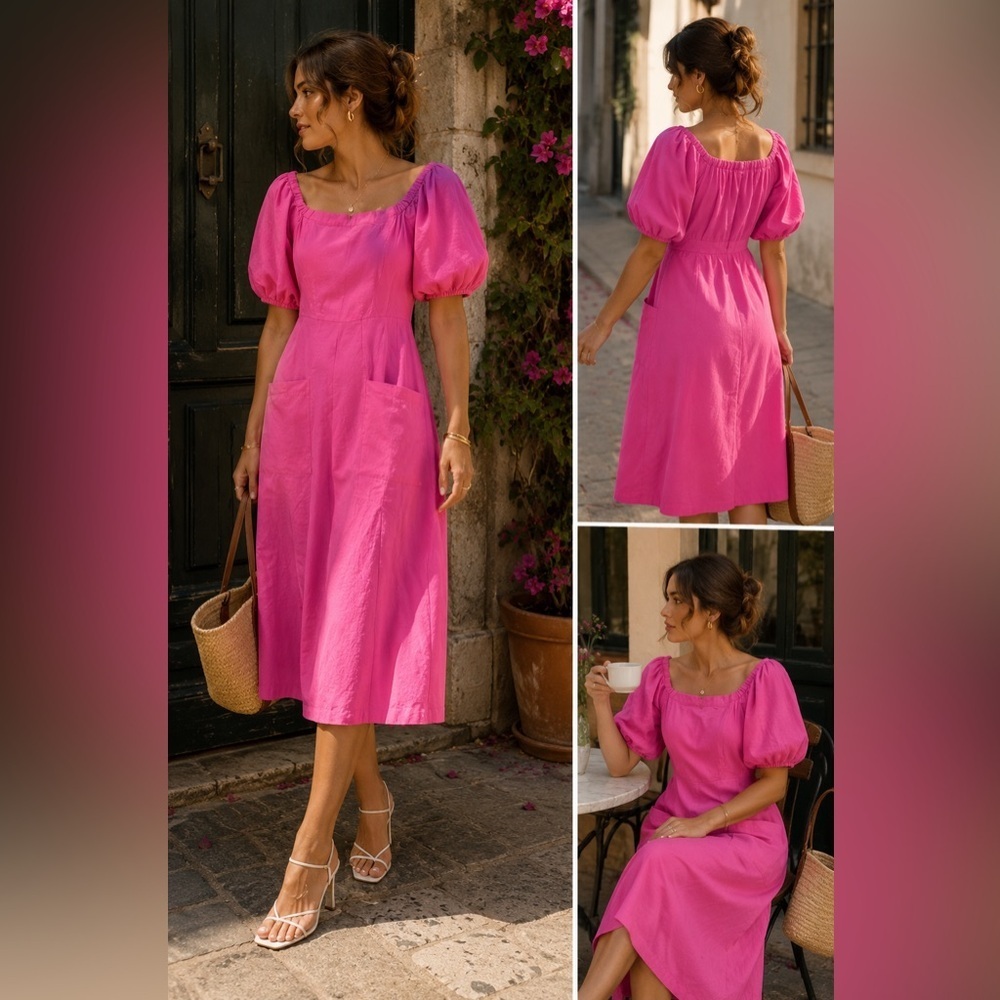 Prabal Gurung Vibrant Pink Long Sleeve Dress